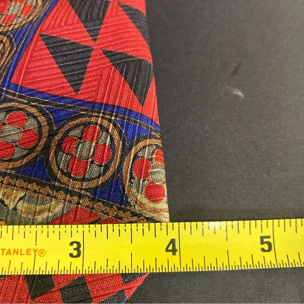 Vtg‎ Hervé Ledger Paris Geometric And Abstract Art Print Tie Wearable Art Silk